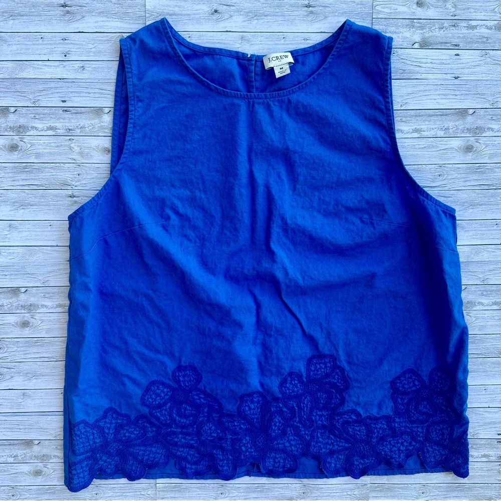 Women’s J. Crew Women's Cobalt Blue Sleeveless Embroidered Tank